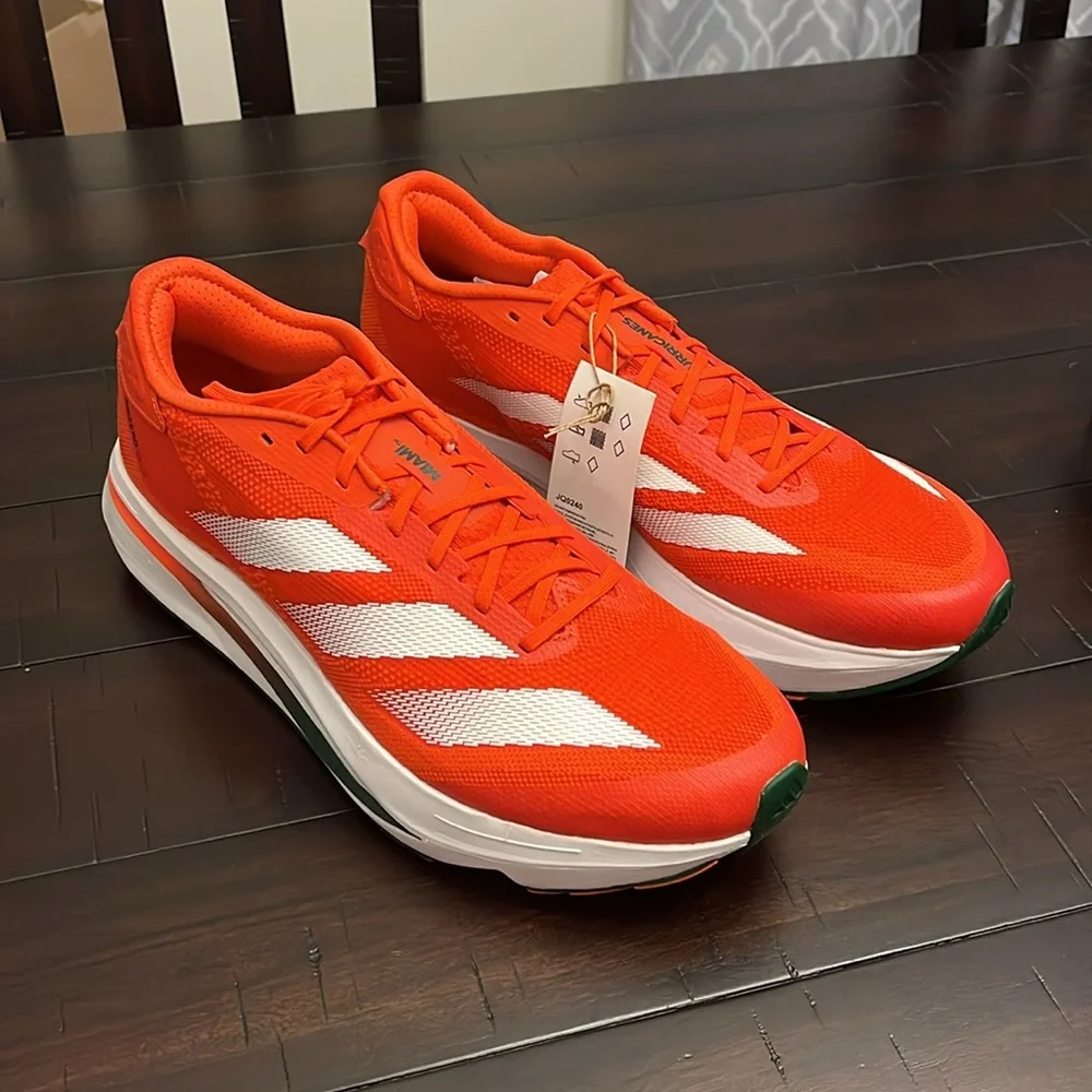 Adidas Adizero SL2 Miami Hurricanes Shoes Sneakers new JQ0240 Men’s Size 12